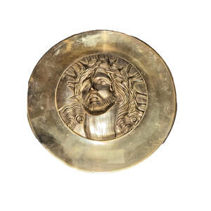 3D Round Bronze Metal Jesus Christ Head Crown of Thorns Crucified Wall Plaque